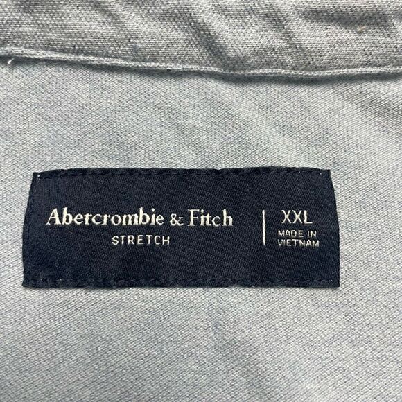 Abercrombie & Fitch Polo Shirt Size XXL Blue Stretch Cotton Henley Collared - Picture 2 of 8